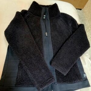 Fila Sport  Black L Sherpa full Zip Jacket Alpine Cabincore Cottagecore Scandi